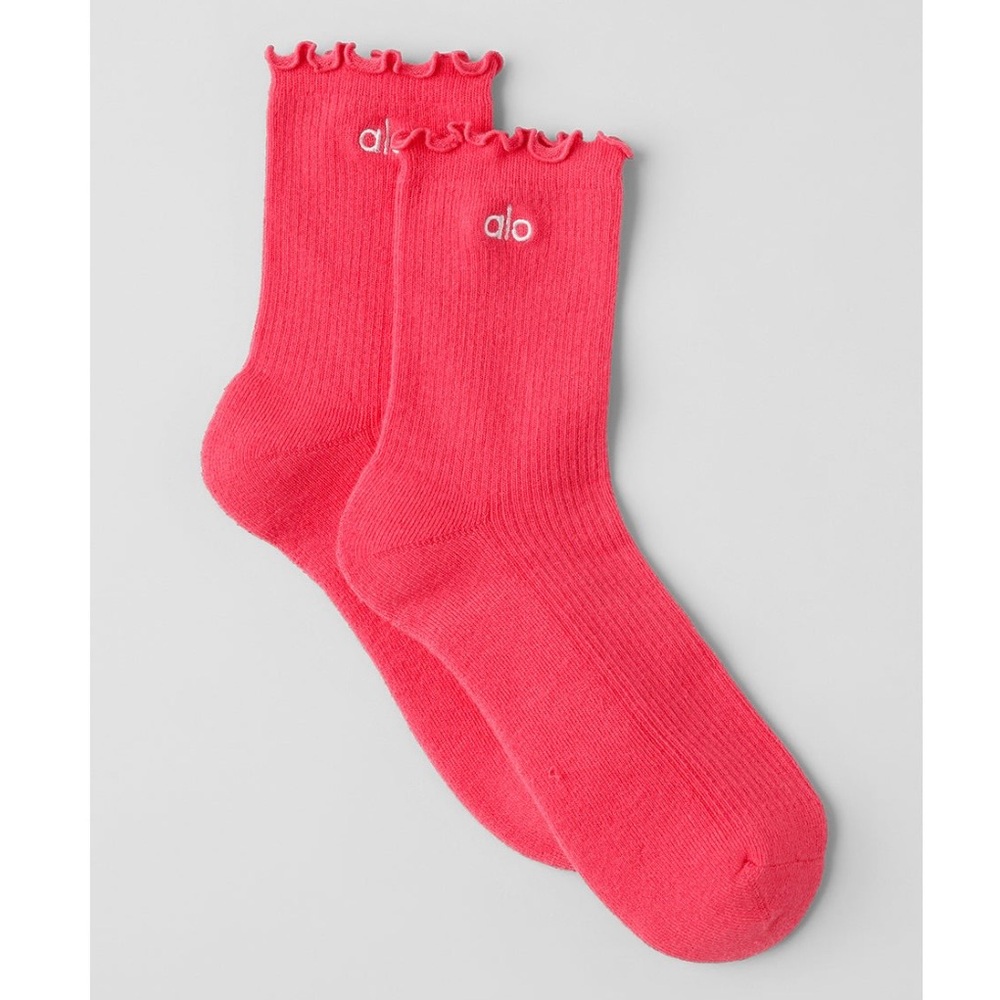 Alo Women's Lettuce Edge Sock NWT Candy Red